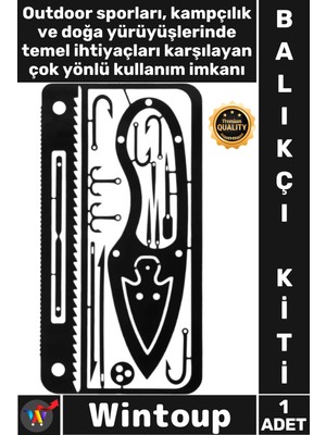 Wintoup #balıkçıkiti Kredi Kartı Boyutunda Kamp Doğa Yürüyüşü Pratik Çok Amaçlı Hayatta Kalma Balıkçı Kiti