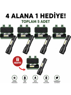 Cata Şarj Edilebilir Ledli El Feneri 5 Al 1 Öde