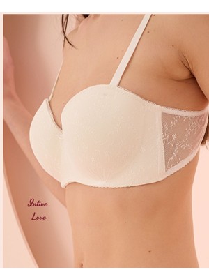 Intive Lingerie Nbb Straplez Kesim Sütyenli Arkası Dantel Detaylı Feminen Sütyen Takım