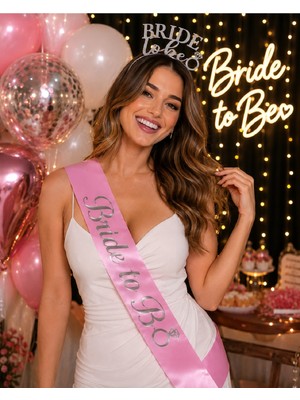 Bkmc Party Bride To Be Taç ve Pembe Kuşak Seti - Bekarlığa Veda Gelin Aksesuarı - Bridal Shower Parti Seti