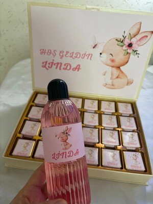 Burc Design Gift Kişiye Özel Isim Etiketli Tavşan Figürlü Pembe Kolonya - 400ML