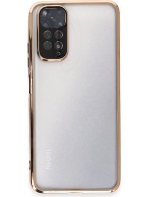 Najmaddin Mep Xiaomi Redmi Note 11 Kılıf Razer Lensli Silikon - Gold Najmaddin
