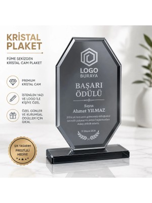 Best Hediye Kristal Cam Plaket Füme Renk