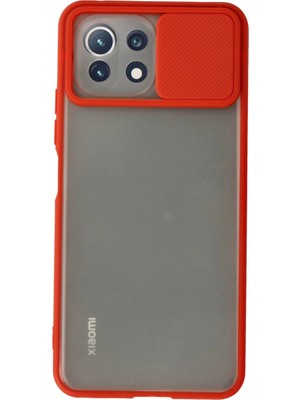 Najmaddin Mep Xiaomi Mi 11 Lite Kılıf Palm Buzlu Kamera Sürgülü Silikon - Kırmızı Najmaddin