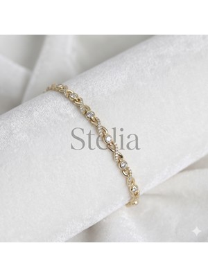 Stelia Xuping Kadın Gold Sonsuzluk Bileklik - 14 Ayar Altın Renk Kaplama Zirkon