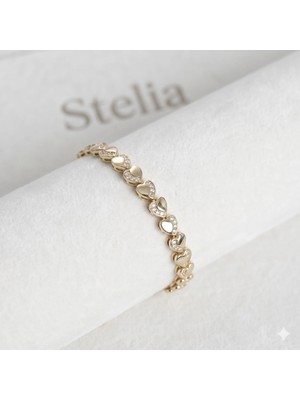 Stelia Xuping Kalp Model Altın Renk Zirkon Taşlı Kadın Bileklik