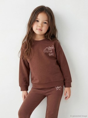 Lc Waikiki Yeni Sezon Fiyonk Baskılı Soft Touch Kız Çocuk Sweatshirt