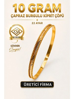 Aks Gold 22 Ayar (10 GRAM) Çapraz Burgulu Kiprit Çöpü Ajda Altın Bilezik Gold Düğün Nişan