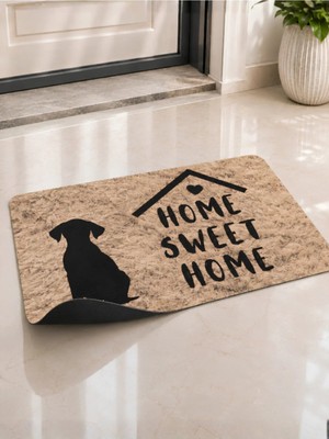 Bert Köpek Figürlü Home Sweet Home Kapı Önü Paspası Dijital Baskılı Kaydırmaz Tabanlı Modern Paspas
