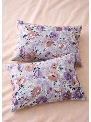 Voddi Lavanta Desen'li | 2 Adet | Fermuarlı | 50X70 cm Yastık Kılıfı | Pamuklu