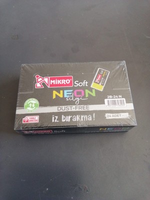 Mikro Soft Neon Silgi 2B-24N Dust-Free Renkli Silgi 24'lü Kutu