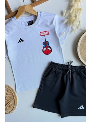 Caps Store Erkek Çocuk Örümcek Adam Baskılı Tişört ve Şort Takım