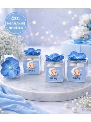 Burc Design Gift Mika Kutulu Kişiye Özel Bubble Mum ( Baby Shower , Hastane Odası Süslemesi) 15 Adet