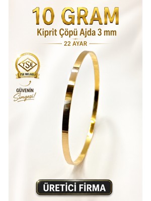 Aks Gold 22 Ayar Tse Belgeli (10 Gram) Kiptir Çöpü Ajda Bilezik Gold Düğün Nişan