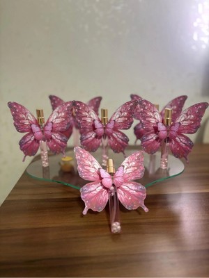Burc Design Gift Pembe Kelebek Hediyelik Cep Kolonya 10 Adet (Söz,nişan,kına,doğum Günü,baby Shower)