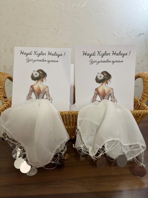 Burc Design Gift Beyaz Gümüş Şifon Kartlı Hediyelik Halay Mendili 10 Adet
