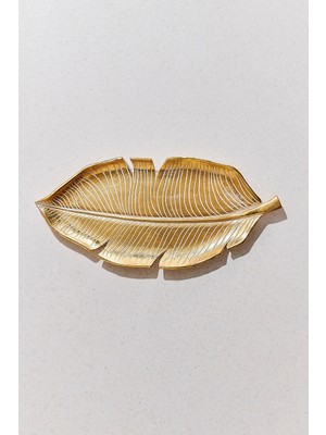 Paşabahçe Yaprak Resin Dekoratif Tabak Gold, Dekoratif Yapay Yaprak, Şık Tasarım, Salon ve Ofis Için Ideal, So