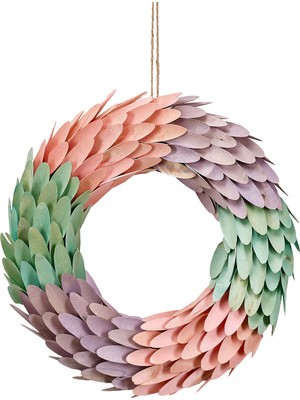Paşabahçe Çelenk / Kapı Süsü 43 cm Pembe, Dekoratif Yapay Buket, Şık Tasarım, Salon ve Ofis Için Ideal, Solmaz