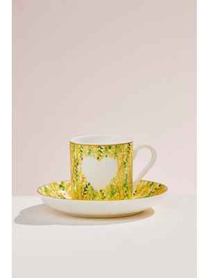 Paşabahçe Mimoza Porselen Espresso Fincanı, Dekoratif Yapay Buket, Şık Tasarım, Salon ve Ofis Için Ideal, Solm