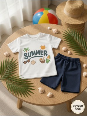 Beyzco Kids Erkek Bebek Yazlık Summer Baskılı Alt Üst Takım