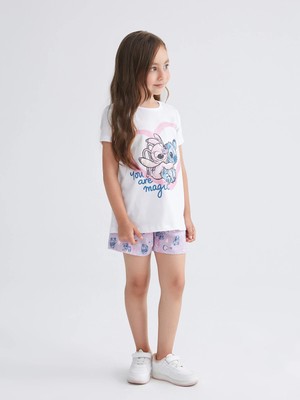 Lc Waikiki Yeni Sezon Lilo & Stitch Baskılı Kız Çocuk Şortlu Pijama Takımı