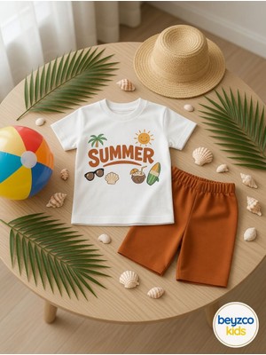Beyzco Kids Erkek Bebek Yazlık Summer Baskılı Alt Üst Takım