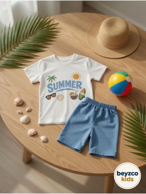 Beyzco Kids Erkek Bebek Yazlık Summer Baskılı Alt Üst Takım