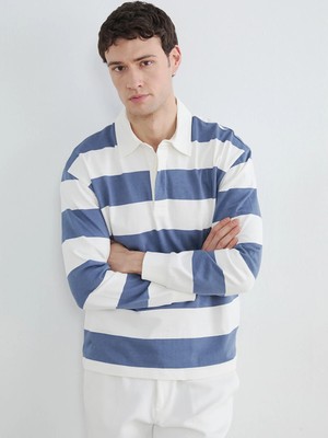 Lc Waikiki Yeni Sezon Polo Yaka Çizgili Erkek Sweatshirt