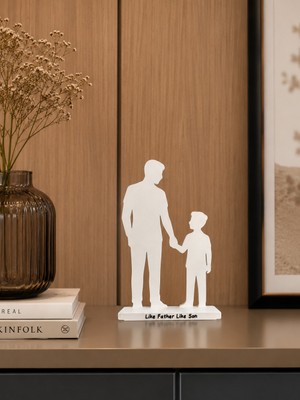 Gragold3 Design Baba ve Oğul Silüeti (Like Father Like Son) Dekoratif Obje - Beyaz