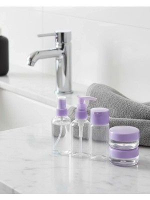 Premini Pratik 5 Parça Seyahat Banyo Seti, 30ML Şeffaf Taşınabilir Şişe Seti