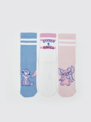 Lc Waikiki Yeni Sezon Stitch ve Angel Desenli Kız Çocuk Soket Çorap 3'lü