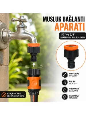 Cina Max 1/2” – 3/4” Universal Musluk Adaptörü Seti (1 Adet) – Bahçe Sulama Hortum Bağlantı Aparatı