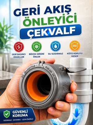 Cina Max Ø50 Lavabo Gideri Çekvalfli Adaptör | Koku Önleyici, Böcek Önleyici, Geri Akış Engelleyici, Sızdırmaz Lavabo Gider Aparatı