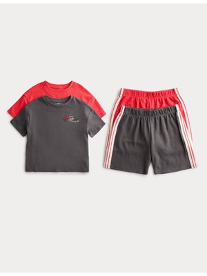 Marks & Spencer 2’li Saf Pamuk Kalp Desenli Pijama Takımı (1–16 Yaş)
