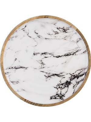 Paşabahçe Ahşap Marble Dekoratif Tabak S, Sunum, Şık Tasarım