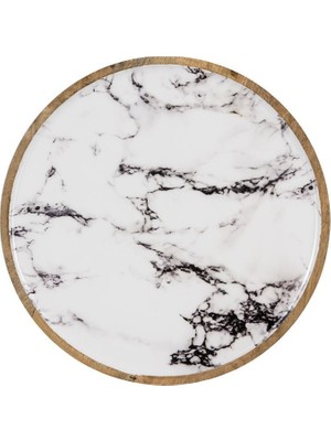 Paşabahçe Ahşap Marble Dekoratif Tabak M, Sunum, Şık Tasarım