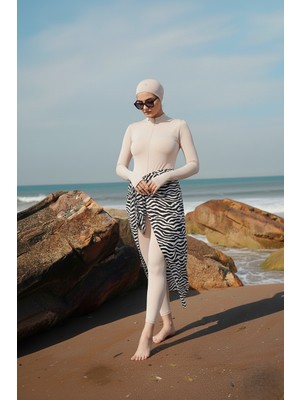 Maimoda Boneli Parmak Geçirme Detaylı Yüzücü Tulum