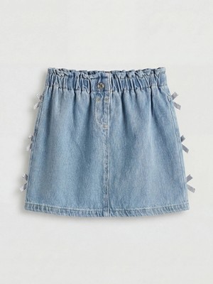Lc Waikiki Yeni Sezon Beli Lastikli Fiyonklu Kız Çocuk Jean Etek
