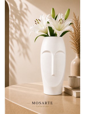 Mosarte Stoneface Series Minimalist Soyut Yüz Vazo / Heykel – Modern Dekoratif Obje