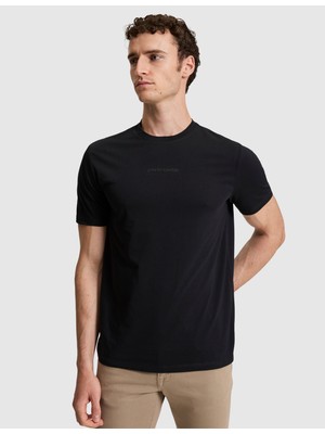 Pierre Cardin Erkek Siyah Regular Fit %100 Pamuk Bisiklet Yaka Tişört 50327872-VR046