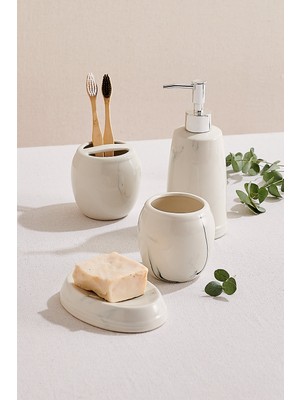 Paşabahçe Marble Seramik Sabunluk Beyaz, Şık Banyo Aksesuarı