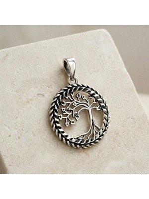 Ebrar Silver Gümüş Yaşam Ağacı Kolye Ucu 925 Ayar Gümüş Hayat Ağacı Figürlü Unisex Taşsız Kolye Ucu