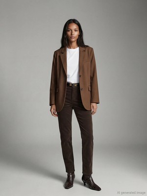 Lc Waikiki Yeni Sezon Kruvaze Yaka Kadın Kaşe Blazer Ceket
