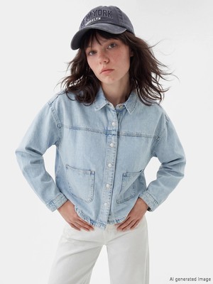 Lc Waikiki Yeni Sezon Gömlek Yaka Oversize Kadın Jean Ceket