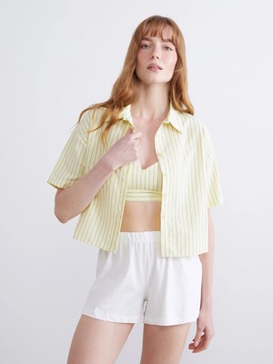 Lc Waikiki Yeni Sezon Çizgili Kadın Pijama Üstü ve Büstiyer 2'li