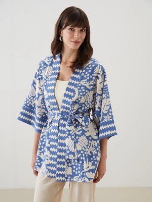 Lc Waikiki Yeni Sezon Şal Yaka Desenli Oversize Kadın Kimono