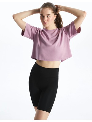 Lc Waikiki Yeni Sezon Bisiklet Yaka Crop Kadın Spor Tişört