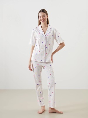 Lc Waikiki Yeni Sezon Gömlek Yaka Baskılı Kadın Pijama Takımı