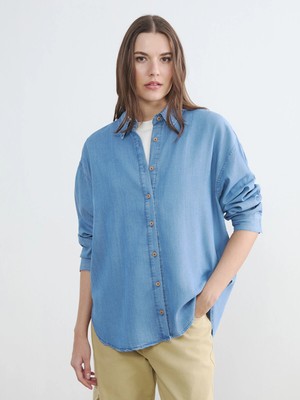 Lc Waikiki Yeni Sezon Oversize Kadın Jean Gömlek