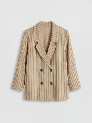 Lc Waikiki Yeni Sezon Kruvaze Yaka Çizgili Kadın Blazer Ceket